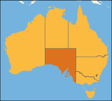 Map of Australia with  South Australia highlighted