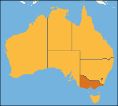 Map of Australia with  Victoria highlighted