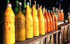 Bottles of lemon and mango sauces (achards) are common in the northwestern coastal regions of Madagascar.