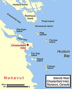 Chesterfield Inlet - Map of Chesterfield Inlet area.