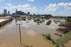 Nashville, Tennessee suffered extensive flooding, especially in areas close to the Cumberland River, Mill Creek, and Harpeth River.