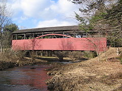 The Cogan House Covered Bridge over Larrys Creek, Cogan House Township, Pennsylvania, U.S.