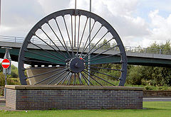 Mining wheel at the entrance to the Dearne Valley leisure centre. - geograph.org.uk - 567137.jpg