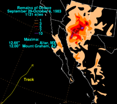 Rainfall totals in Mexico and the southwest United States