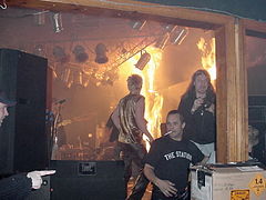 The fire at 40 seconds. Daniel Biechele is facing camera at right.