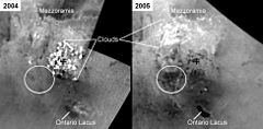Titan S. polar lake changes 2004-5.jpg