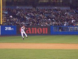 Jeter making a play against the Tampa Bay Rays.