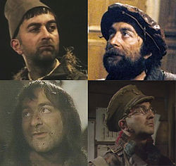 The four major incarnations of Baldrick; Top left: Series 1, Top right:Series 2, Bottom Left: Series 3 and Bottom Right: Series 4.