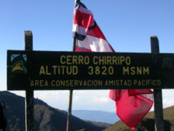 The sign at the top of Cerro Chirripó