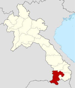 Map showing location of Champasak Province in Laos