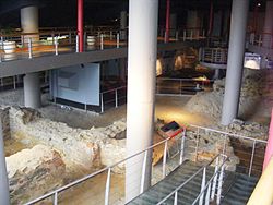 The interior of the museum showing the excavated walls