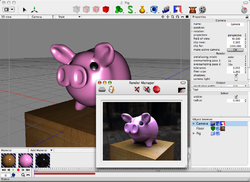 An example scene, showing the Render Manager in the foreground.