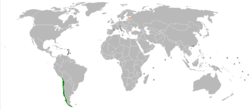 Map indicating locations of Chile and Estonia
