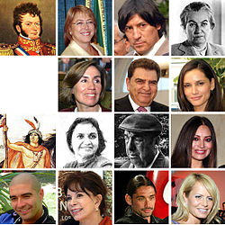 Faces of famous Chilean people.