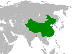 Map indicating locations of China and Bangladesh