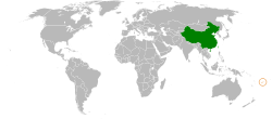 Map indicating locations of China and Fiji