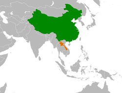 Map indicating locations of China and Laos