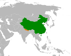 Map indicating locations of China and Nepal