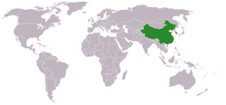 Map indicating locations of China and South Korea