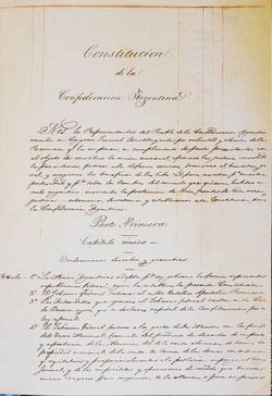 Cover of the original manuscript of the 1853 Constitution
