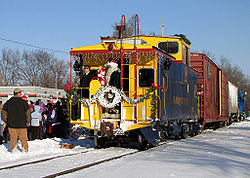Coopersville and Marne Railway - Santa Train arrives in Sparta.jpg
