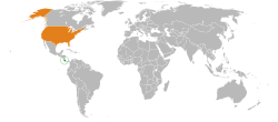 Map indicating locations of Costa Rica and USA