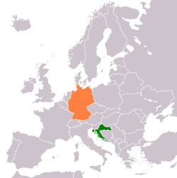 Map indicating locations of Croatia and Germany