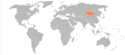 Map indicating locations of Croatia and Mongolia