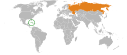 Map indicating locations of Cuba and Russia