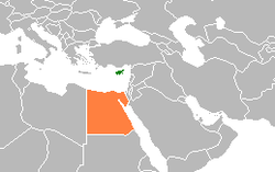 Map indicating locations of Cyprus and Egypt