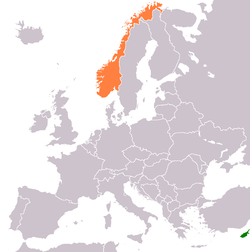 Map indicating locations of Cyprus and Norway