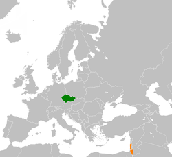 Map indicating locations of Czech Republic and Israel