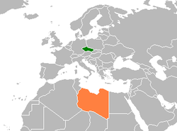 Map indicating locations of Czech Republic and Libya