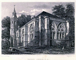 Dairsie Church in the late 19th century, engraved by R W Billings