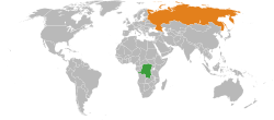 Map indicating locations of Democratic Republic of the Congo and Russia