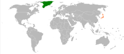 Map indicating locations of Denmark and Japan