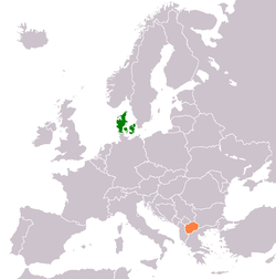Map indicating locations of Denmark and Macedonia