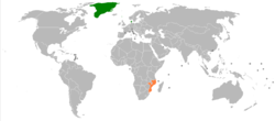 Map indicating locations of Denmark and Mozambique