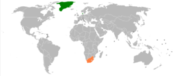 Map indicating locations of Denmark and South Africa