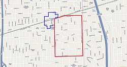 Location of Downtown Hinsdale Historic District within Hinsdale