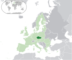 Location of  Czech Republic  (dark green)– in Europe  (green & dark grey)– in the European Union  (green)  —  [Legend]