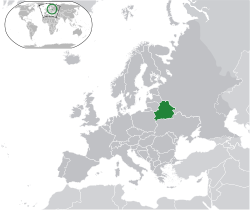 Location of  Belarus  (green)in Europe  (dark grey)  —  [Legend]