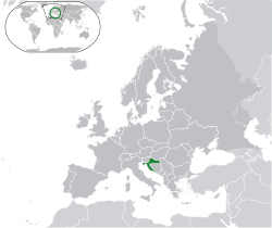 Location of  Croatia  (green)in Europe  (dark grey)  —  [Legend]