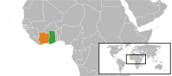 Map indicating locations of Ghana and Côte d'Ivoire