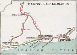 Map showing the line