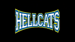 A black background with the word "Hellcats" written and centered