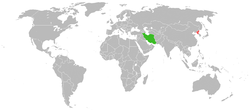 Map indicating locations of Iran and North Korea