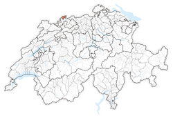 Map of Switzerland, location of Basel-Stadt highlighted