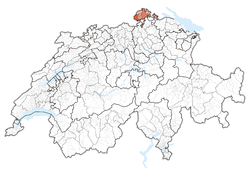 Map of Switzerland, location of Schaffhausen highlighted