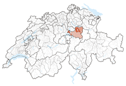 Map of Switzerland, location of Schwyz highlighted